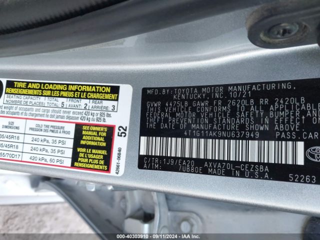 Photo 8 VIN: 4T1G11AK9NU637949 - TOYOTA CAMRY 