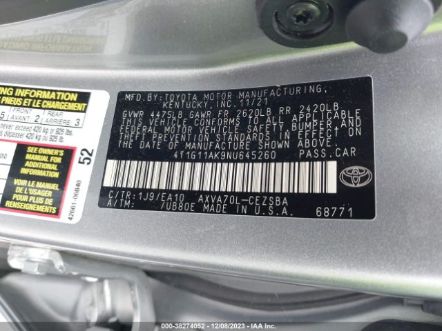 Photo 8 VIN: 4T1G11AK9NU645260 - TOYOTA CAMRY 