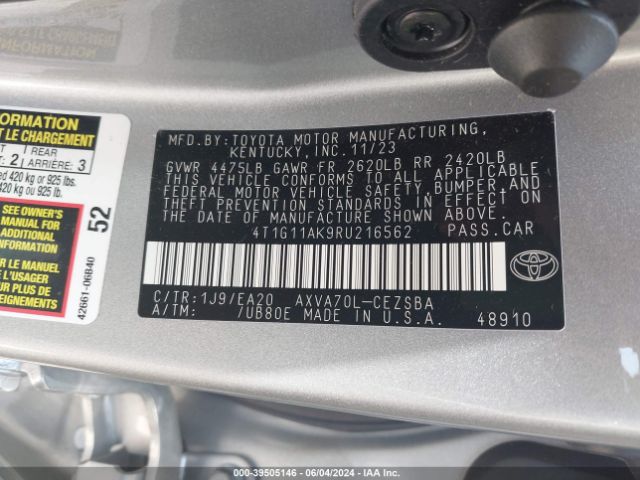 Photo 8 VIN: 4T1G11AK9RU216562 - TOYOTA CAMRY 