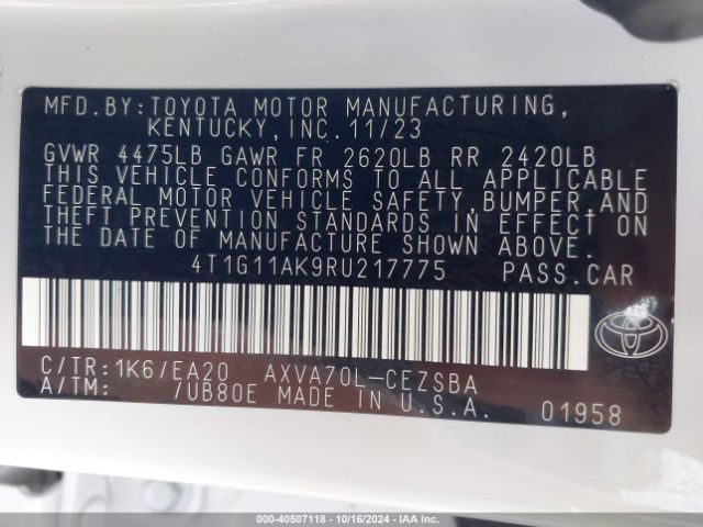 Photo 8 VIN: 4T1G11AK9RU217775 - TOYOTA CAMRY 