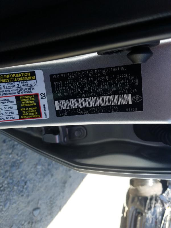 Photo 9 VIN: 4T1G11AKXLU502265 - TOYOTA CAMRY SE 