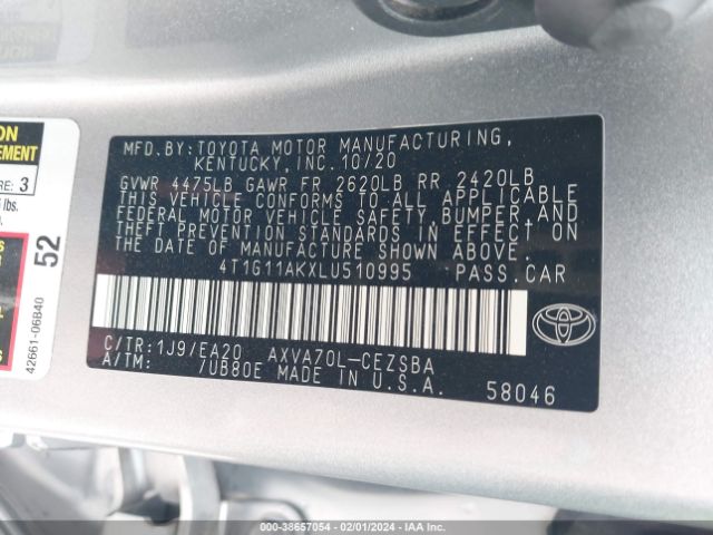 Photo 8 VIN: 4T1G11AKXLU510995 - TOYOTA CAMRY 