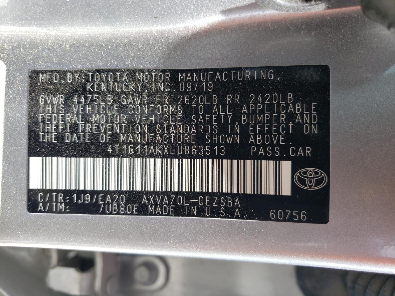 Photo 11 VIN: 4T1G11AKXLU863513 - TOYOTA CAMRY 