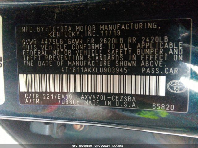 Photo 8 VIN: 4T1G11AKXLU903945 - TOYOTA CAMRY 