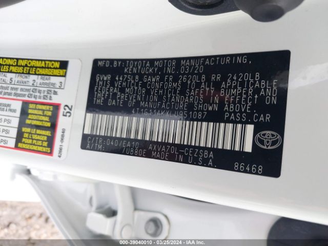 Photo 8 VIN: 4T1G11AKXLU951087 - TOYOTA CAMRY 