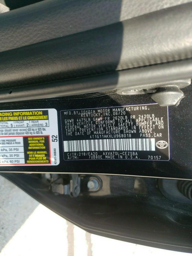 Photo 9 VIN: 4T1G11AKXLU968018 - TOYOTA CAMRY SE 