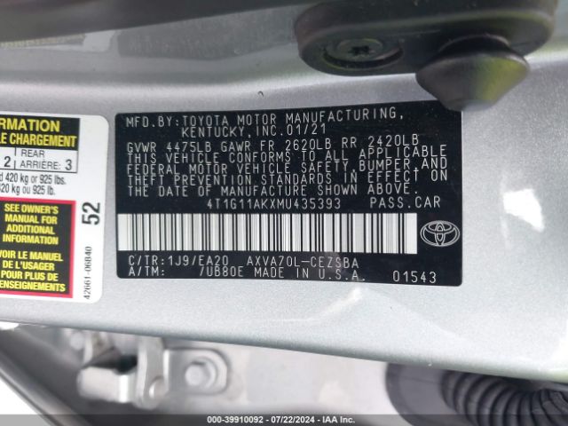 Photo 8 VIN: 4T1G11AKXMU435393 - TOYOTA CAMRY 