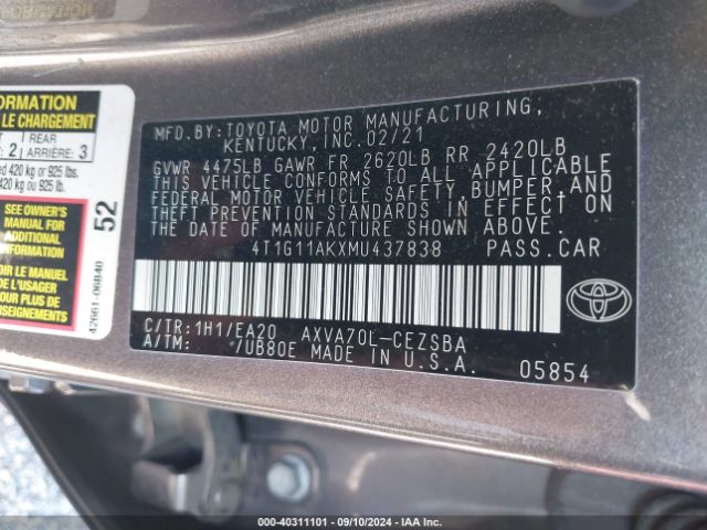 Photo 8 VIN: 4T1G11AKXMU437838 - TOYOTA CAMRY 