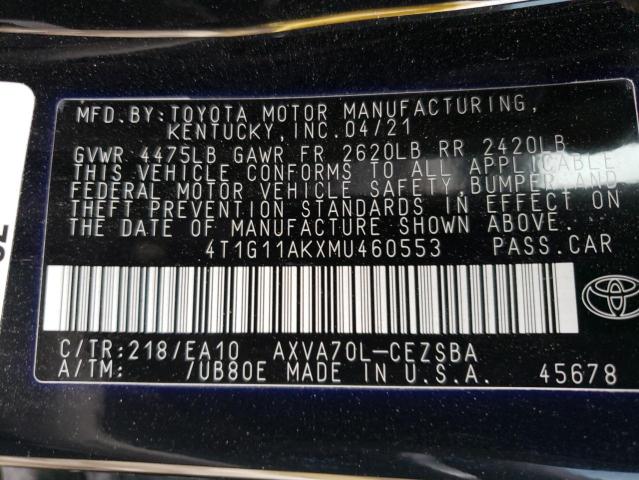 Photo 12 VIN: 4T1G11AKXMU460553 - TOYOTA CAMRY 