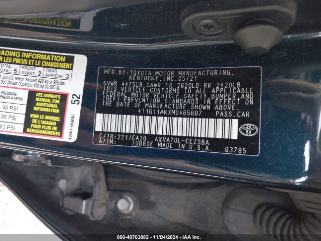 Photo 8 VIN: 4T1G11AKXMU465607 - TOYOTA CAMRY 