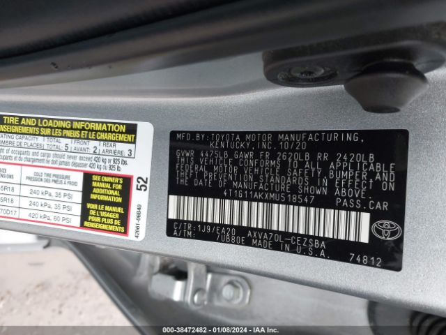 Photo 8 VIN: 4T1G11AKXMU518547 - TOYOTA CAMRY 