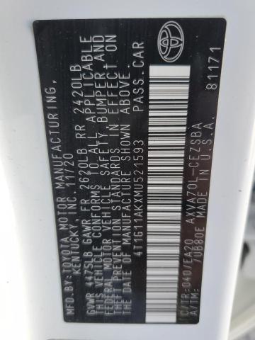 Photo 12 VIN: 4T1G11AKXMU521593 - TOYOTA CAMRY SE 