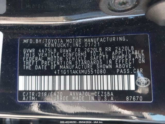 Photo 8 VIN: 4T1G11AKXMU551080 - TOYOTA CAMRY 