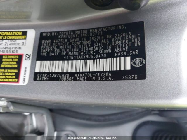 Photo 8 VIN: 4T1G11AKXMU569420 - TOYOTA CAMRY 