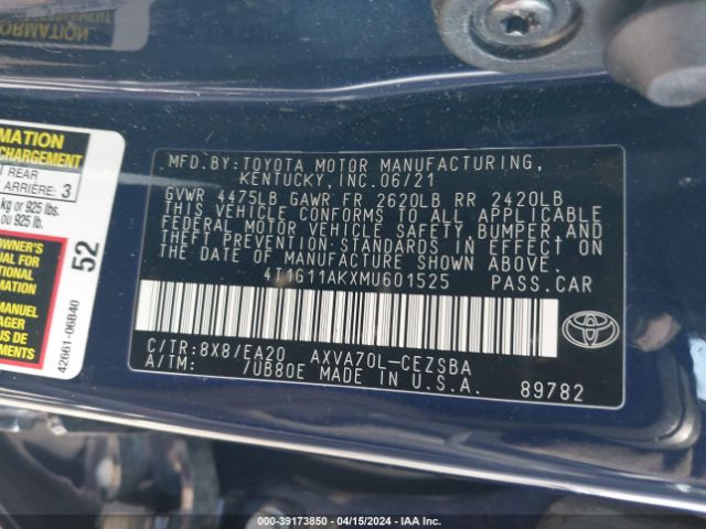 Photo 8 VIN: 4T1G11AKXMU601525 - TOYOTA CAMRY 