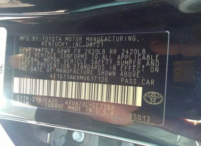 Photo 8 VIN: 4T1G11AKXMU617126 - TOYOTA CAMRY 