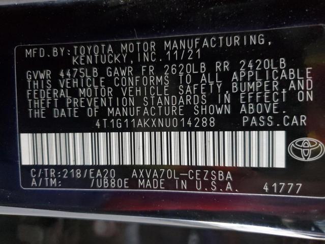 Photo 11 VIN: 4T1G11AKXNU014288 - TOYOTA CAMRY SE 