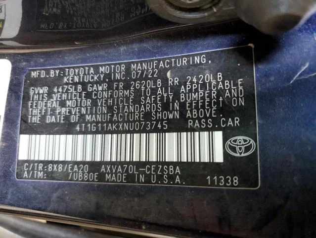 Photo 11 VIN: 4T1G11AKXNU073745 - TOYOTA CAMRY SE 