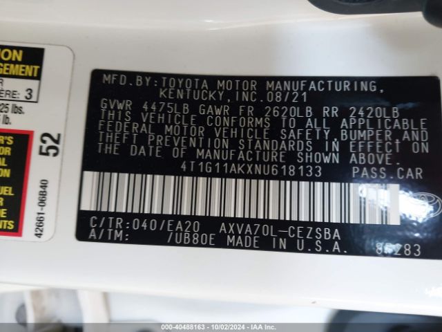 Photo 8 VIN: 4T1G11AKXNU618133 - TOYOTA CAMRY 