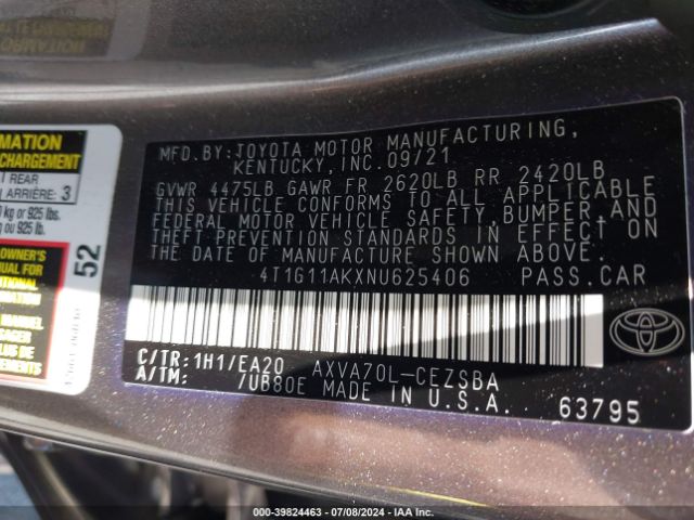 Photo 8 VIN: 4T1G11AKXNU625406 - TOYOTA CAMRY 