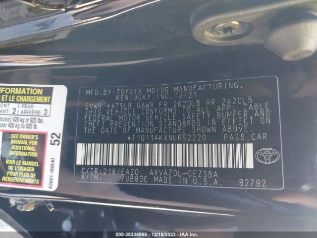 Photo 8 VIN: 4T1G11AKXNU652220 - TOYOTA CAMRY 