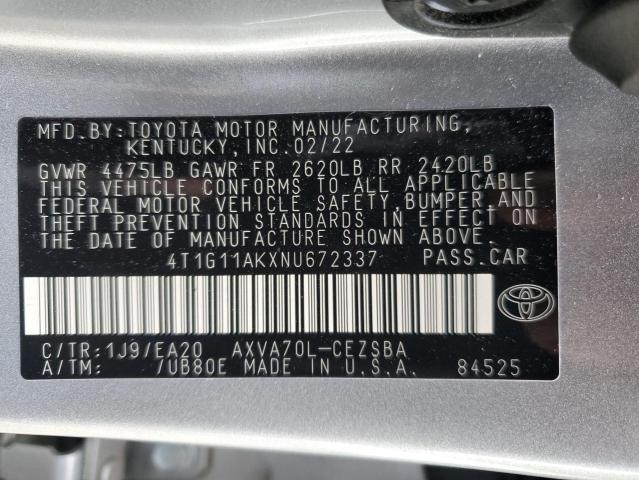 Photo 12 VIN: 4T1G11AKXNU672337 - TOYOTA CAMRY SE 