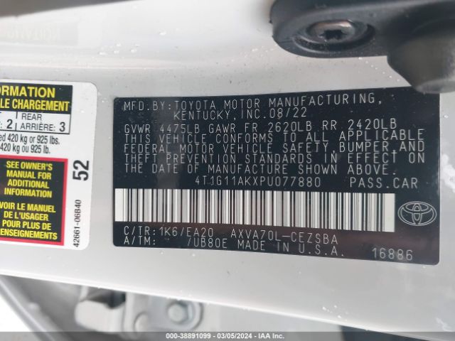 Photo 8 VIN: 4T1G11AKXPU077880 - TOYOTA CAMRY 