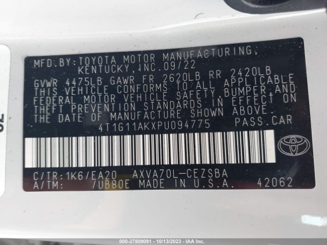 Photo 8 VIN: 4T1G11AKXPU094775 - TOYOTA CAMRY 