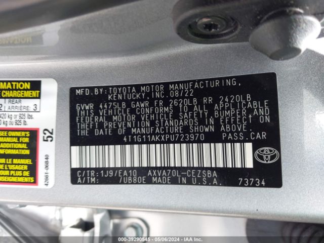 Photo 8 VIN: 4T1G11AKXPU723970 - TOYOTA CAMRY 