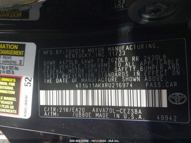 Photo 8 VIN: 4T1G11AKXRU216974 - TOYOTA CAMRY 