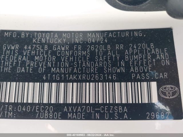 Photo 8 VIN: 4T1G11AKXRU263146 - TOYOTA CAMRY 