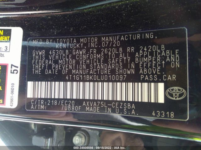 Photo 8 VIN: 4T1G11BK0LU010097 - TOYOTA CAMRY 