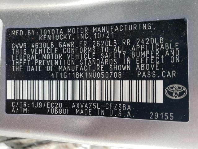 Photo 11 VIN: 4T1G11BK1NU050708 - TOYOTA CAMRY SE 