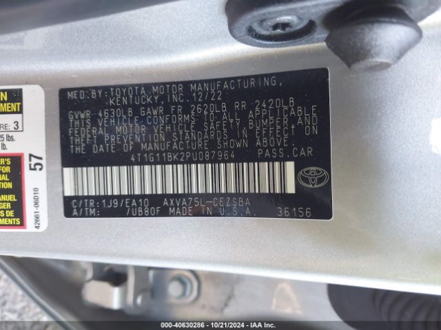 Photo 8 VIN: 4T1G11BK2PU087964 - TOYOTA CAMRY 