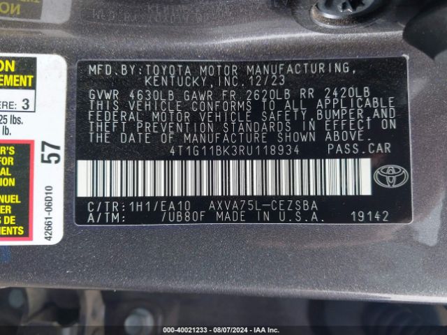 Photo 8 VIN: 4T1G11BK3RU118934 - TOYOTA CAMRY 