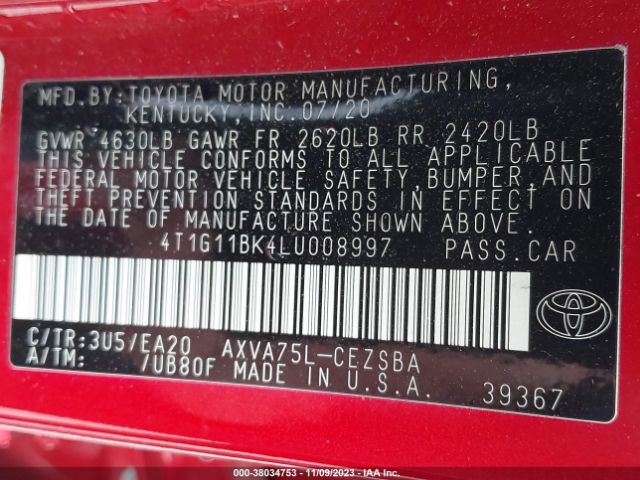 Photo 8 VIN: 4T1G11BK4LU008997 - TOYOTA CAMRY 