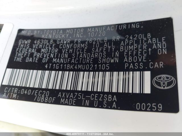 Photo 8 VIN: 4T1G11BK4MU021105 - TOYOTA CAMRY 