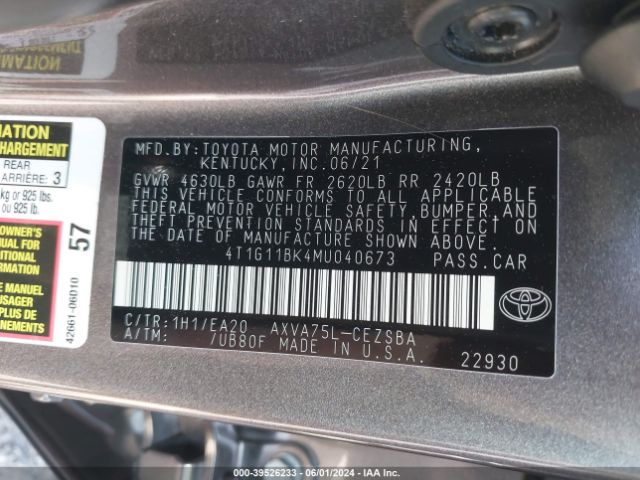 Photo 8 VIN: 4T1G11BK4MU040673 - TOYOTA CAMRY 