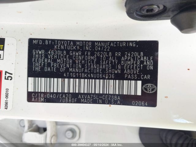 Photo 8 VIN: 4T1G11BK4NU064036 - TOYOTA CAMRY 