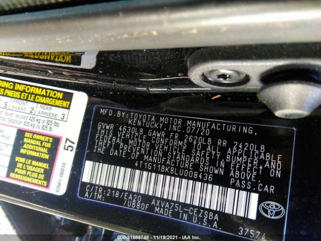 Photo 8 VIN: 4T1G11BK8LU008436 - TOYOTA CAMRY 