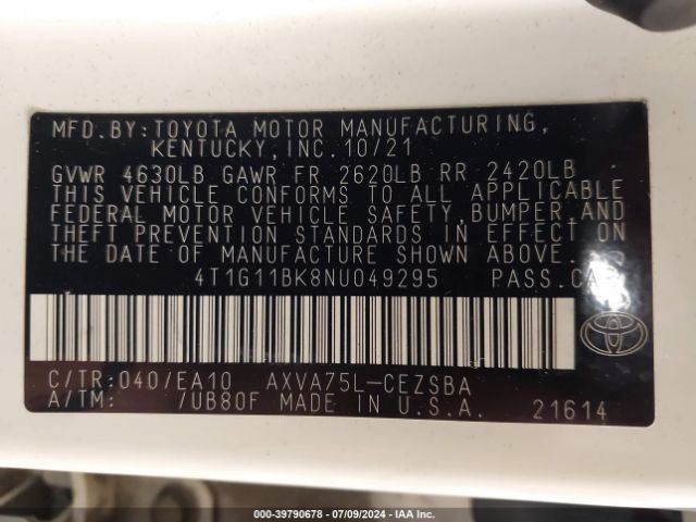 Photo 8 VIN: 4T1G11BK8NU049295 - TOYOTA CAMRY 