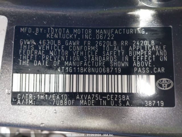 Photo 8 VIN: 4T1G11BK8NU068719 - TOYOTA CAMRY 