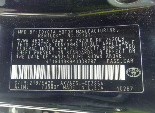 Photo 8 VIN: 4T1G11BK9MU038787 - TOYOTA CAMRY 