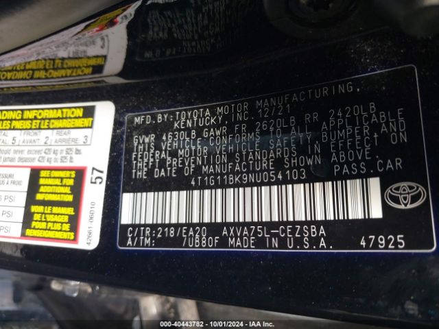 Photo 8 VIN: 4T1G11BK9NU054103 - TOYOTA CAMRY 