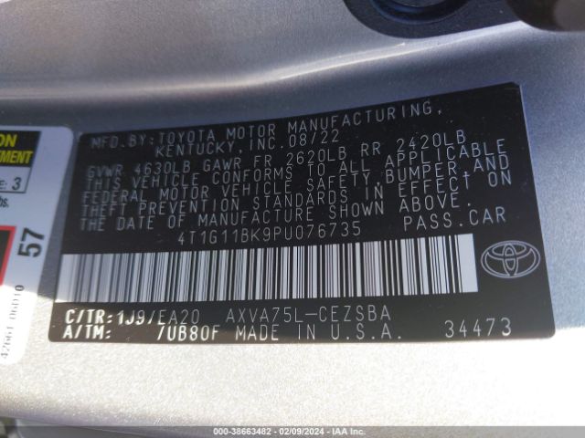 Photo 8 VIN: 4T1G11BK9PU076735 - TOYOTA CAMRY 