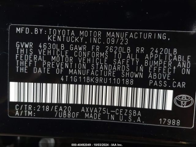 Photo 8 VIN: 4T1G11BK9RU110188 - TOYOTA CAMRY 