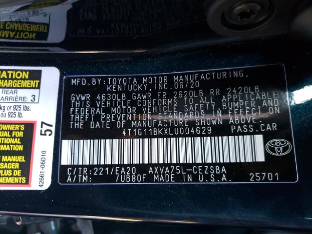 Photo 9 VIN: 4T1G11BKXLU004629 - TOYOTA CAMRY 