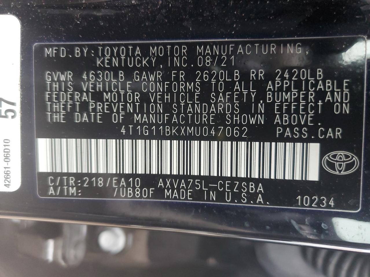 Photo 11 VIN: 4T1G11BKXMU047062 - TOYOTA CAMRY 