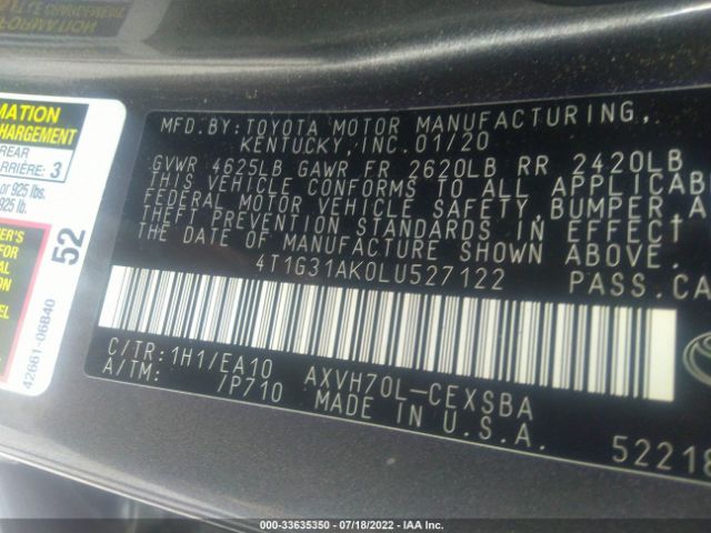 Photo 8 VIN: 4T1G31AK0LU527122 - TOYOTA CAMRY 