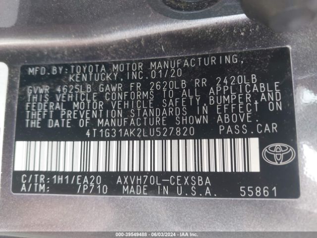 Photo 8 VIN: 4T1G31AK2LU527820 - TOYOTA CAMRY 